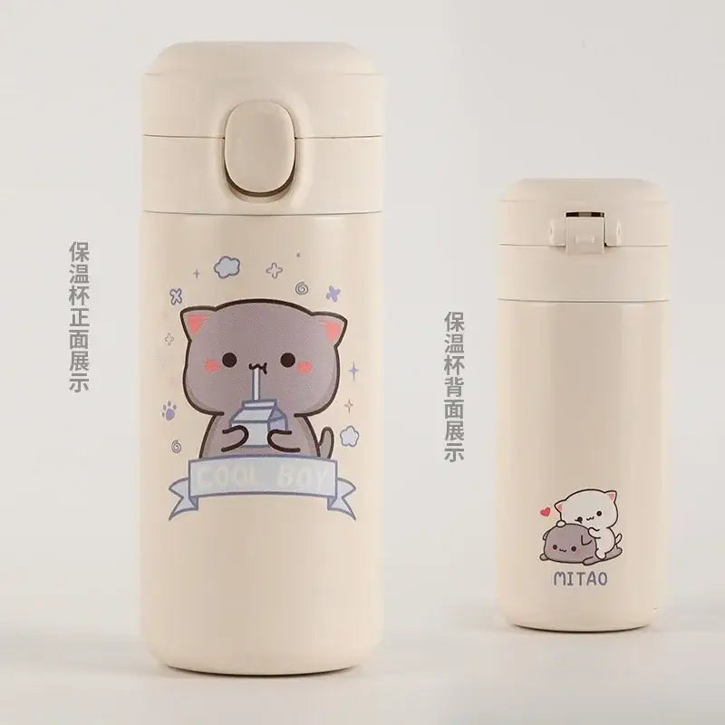 320/360ml Cute Stainless teel Dudu & Bubu, Peach & Goma Bottles/Cups.