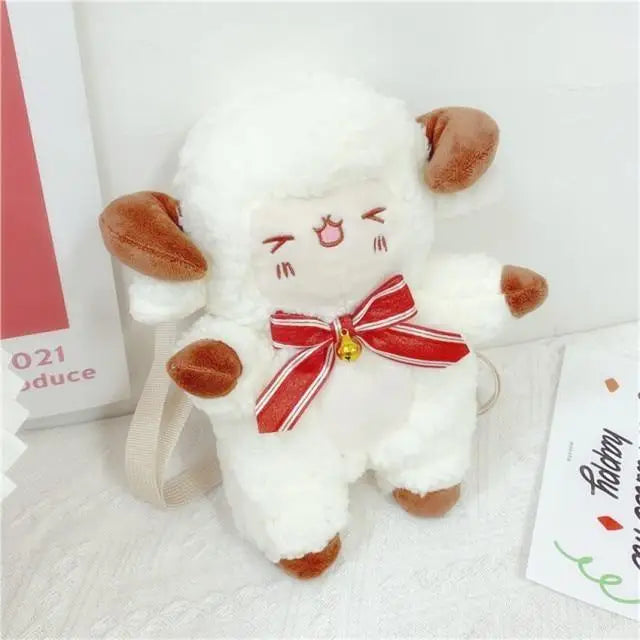 Tiny Ram Plush Handbag - Winky Face - animal, backpack, backpacks, bag, bags