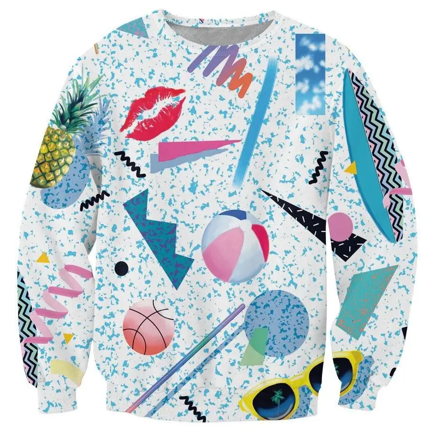 unique vintage 90s retro print crewneck sweater long sleeve sweatshirt abstract artwork paper cup style k-pop japan harajuku fashion by Cosparty