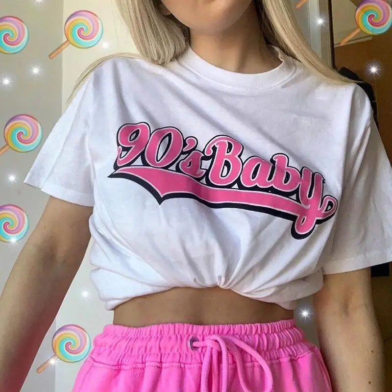 90s Baby Oversized Tee - White / XXXL - 00s, 90s, baby, girl, kid