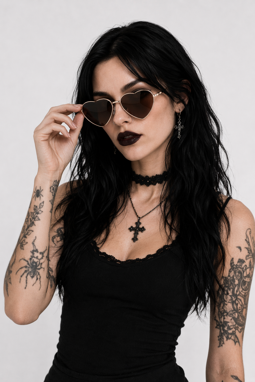 Chic Heart Shaped Aviator Sunglasses in Various Colors Brown