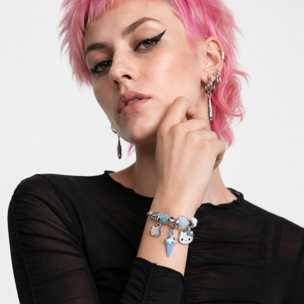Kawaii Beaded Bracelets Inspired by Sanrio Characters Kitty Blue Icecream