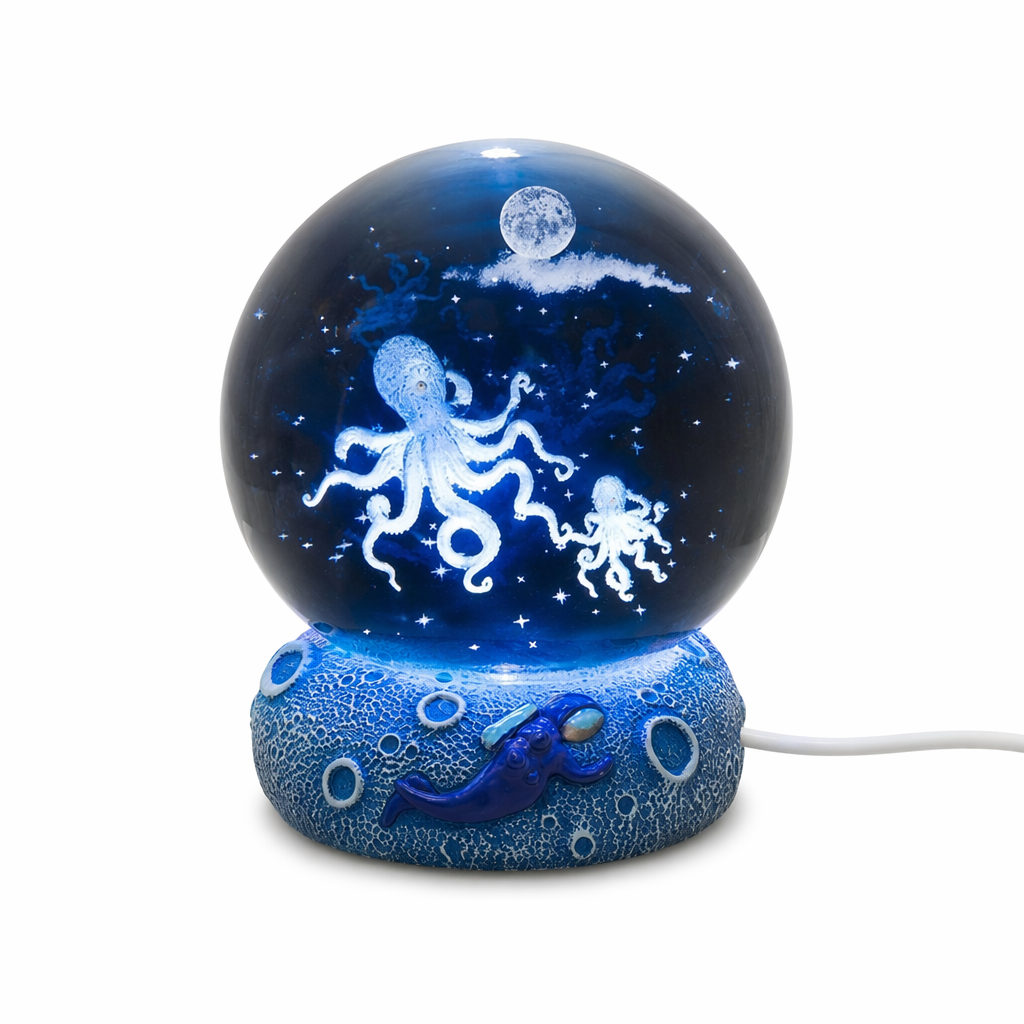 LED Aquamarine Life Snowglobe for Enchanting Underwater Ambiance Octopus