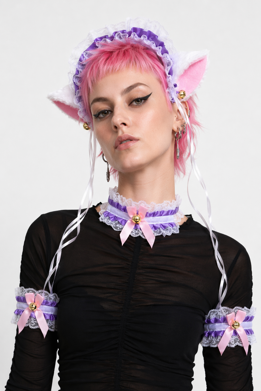 Neko Kitty Cat Complete Set with Headband, Collar, and Bracelets 6