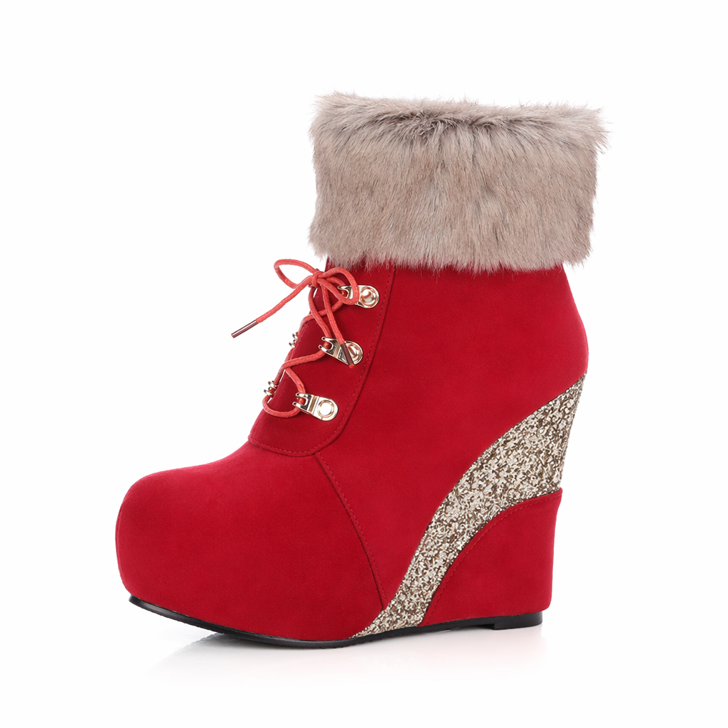 Cruelty-Free Wedge Booties for Your Winter Wardrobe Org Instock Red