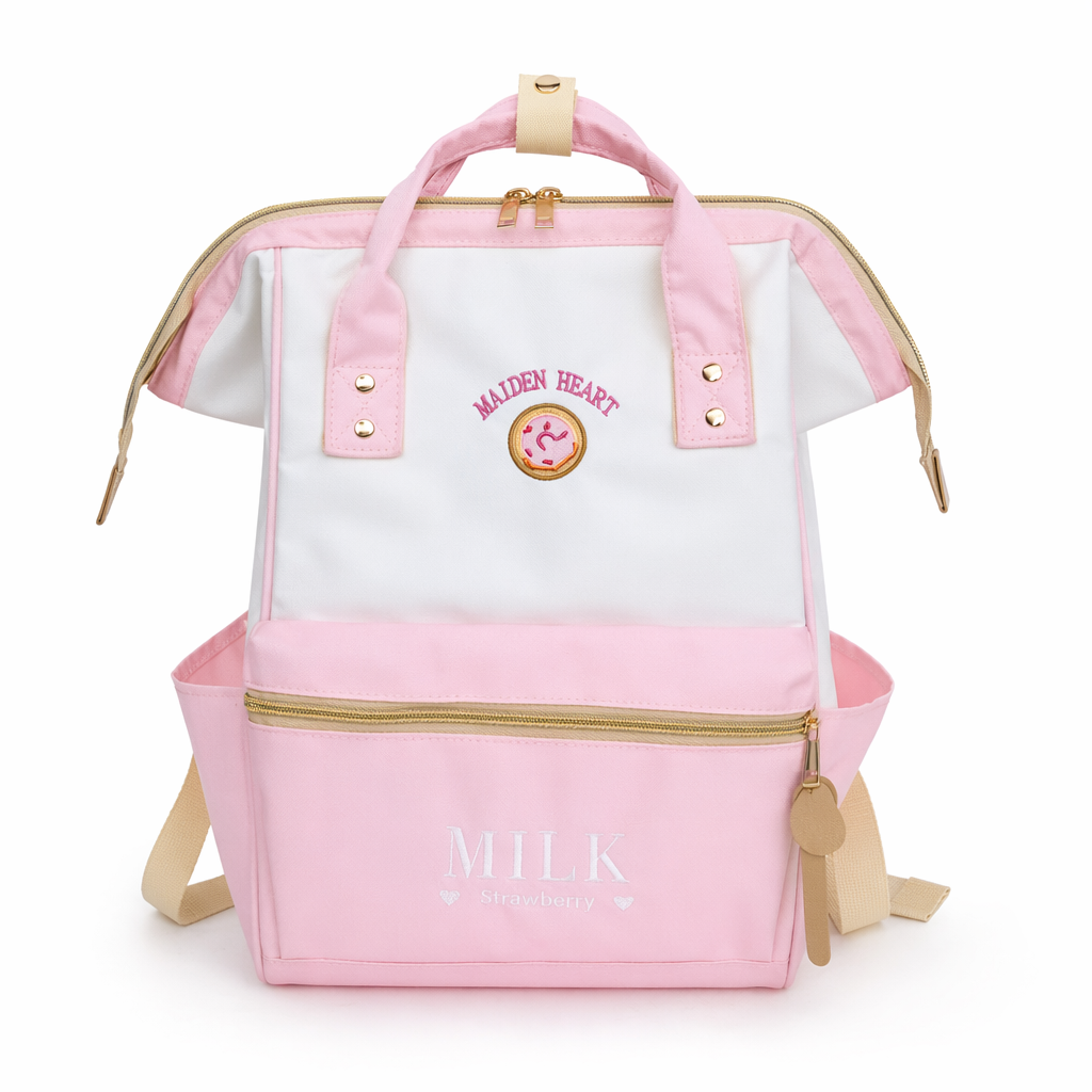 Strawberry Milk Kawaii Backpack for Stylish Everyday Wear Pink MIlk