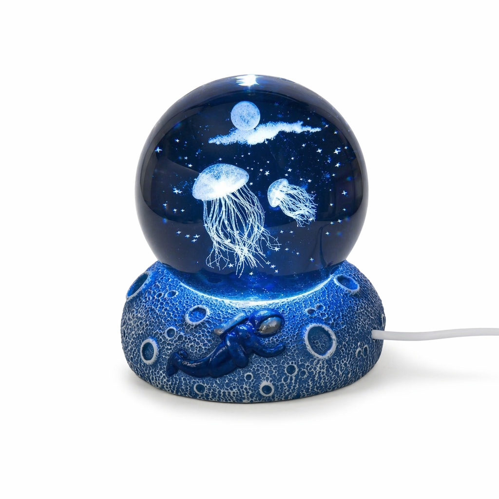 LED Aquamarine Life Snowglobe for Enchanting Underwater Ambiance Jellyfish