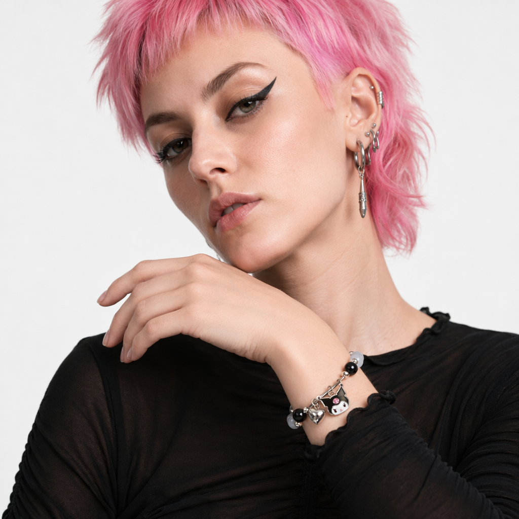 Kawaii Beaded Bracelets Inspired by Sanrio Characters Big Bead Kuromi