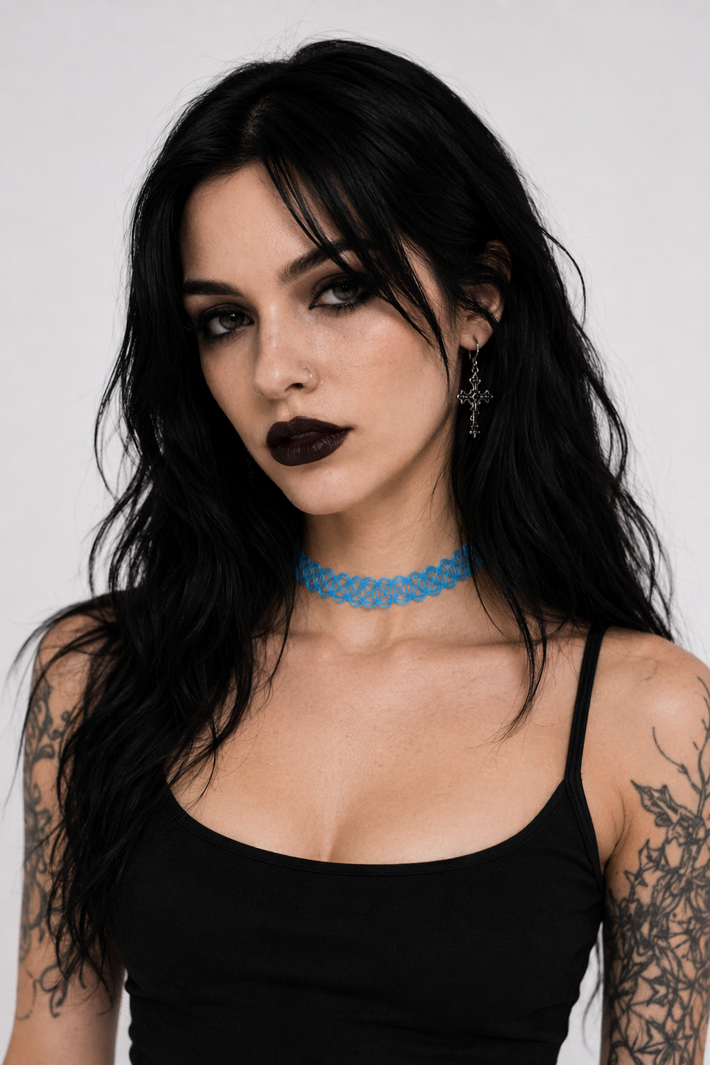 Classic 90s Inspired Choker Necklace in Various Colors Sky Blue