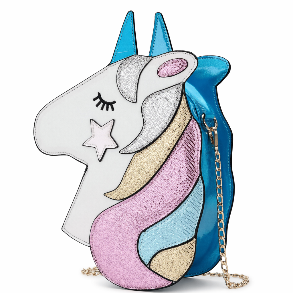 Adorable Magical Unicorn 3D Handbag in Vegan Leather Blue