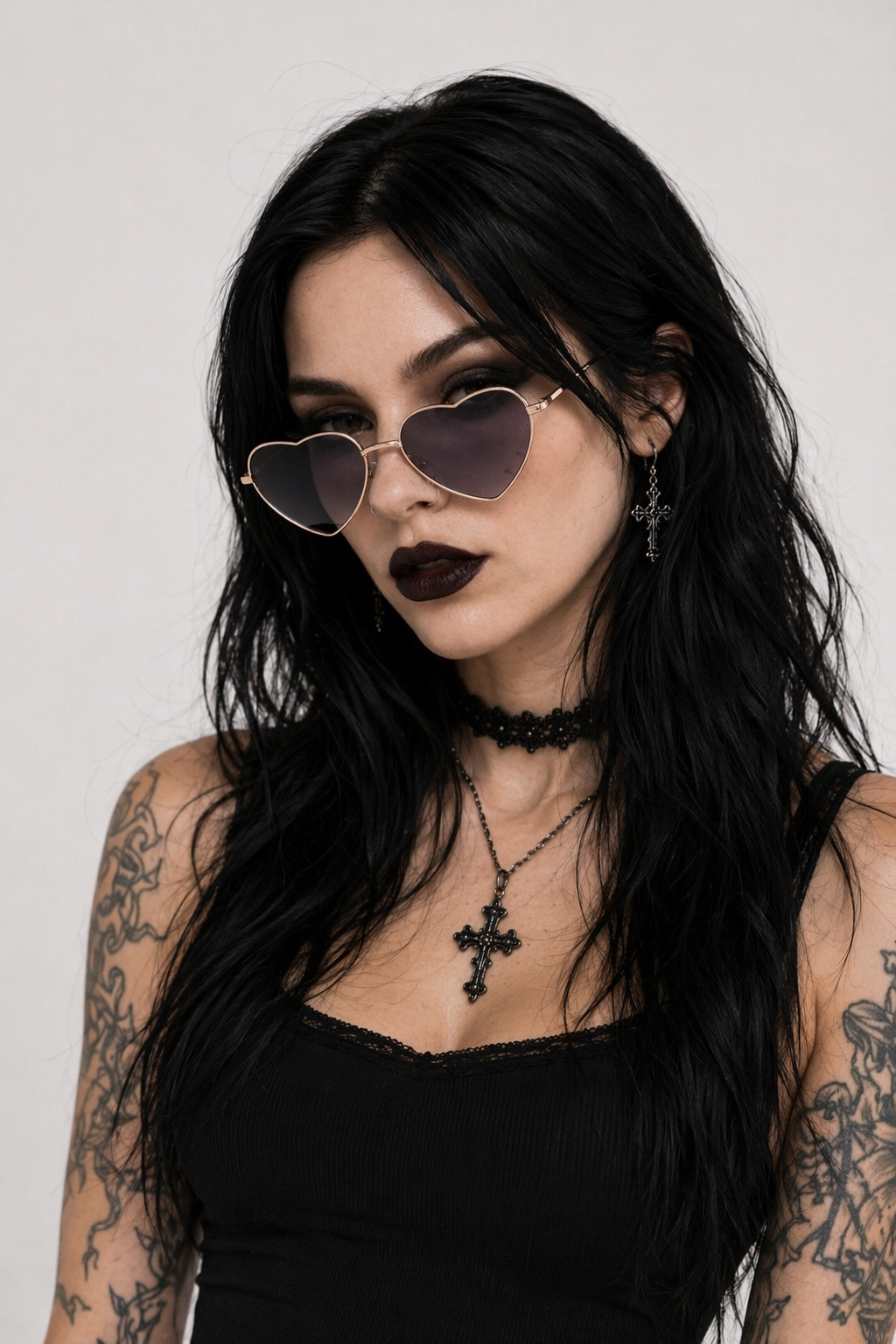 Chic Heart Shaped Aviator Sunglasses in Various Colors Grey