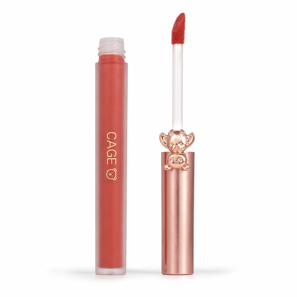 Matte Velvet Bear Liquid Lipstick in Adorable Rose Gold Packaging 2