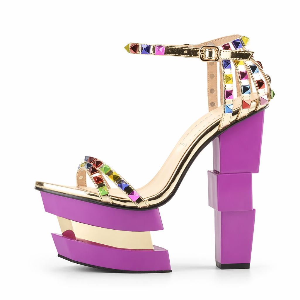 Luxury Geometric Platform Sandals with Jewel Embellishments 10