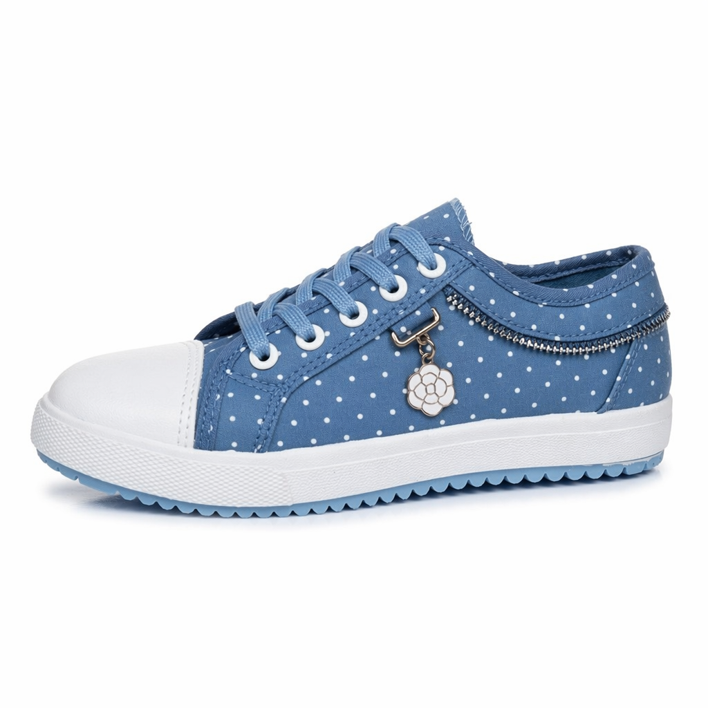 Adorable See-Through Lace Polkadot Sneakers for Youthful Style Blue