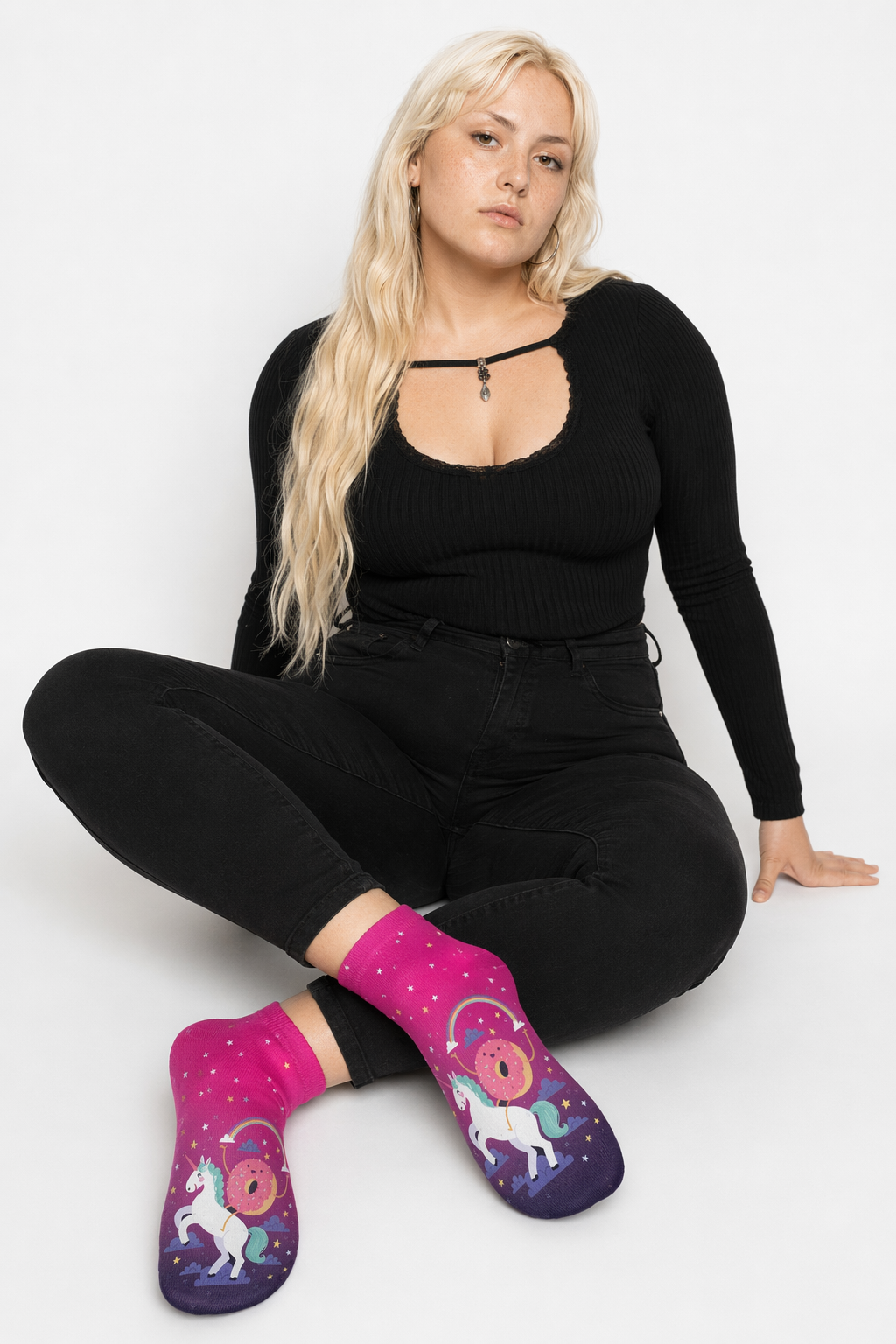 Kawaii Rainbow Donut Unicorn Ankle Socks for Magical Adventures Default Title