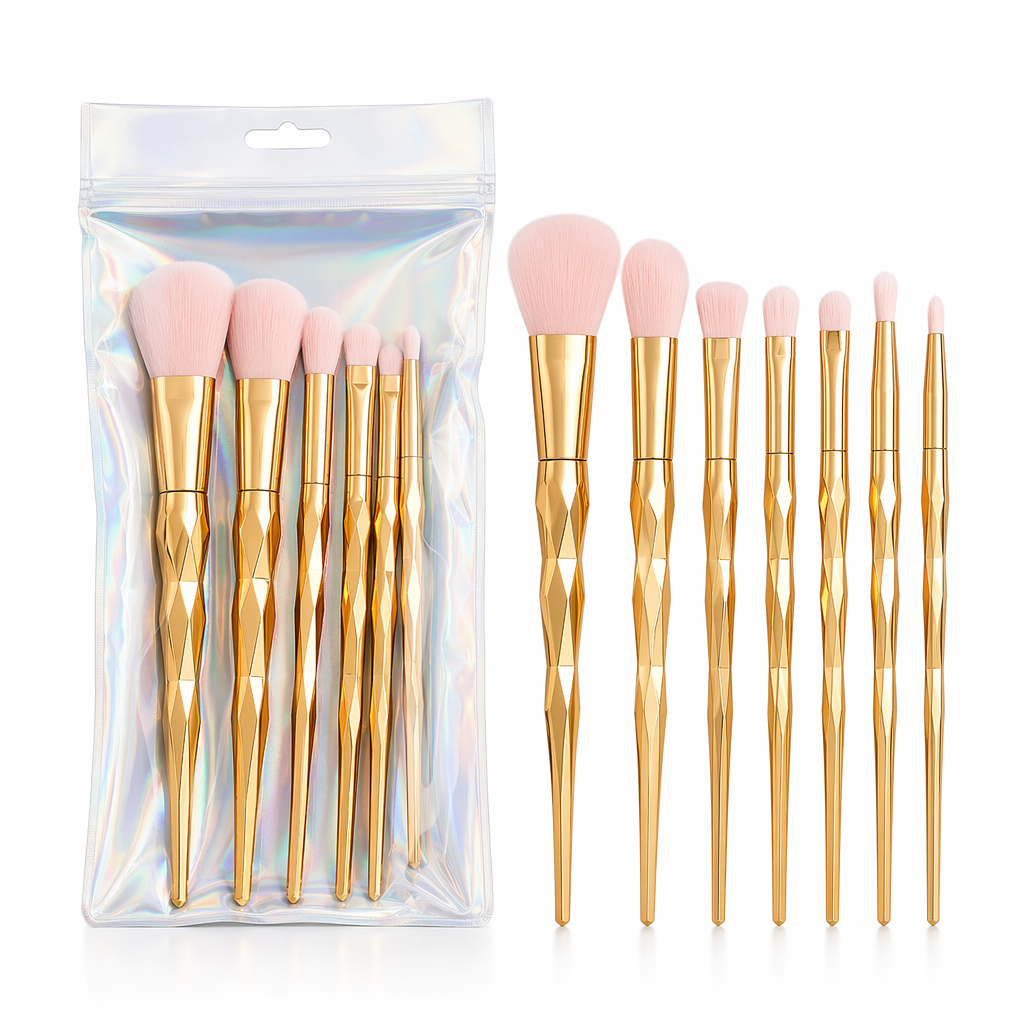 Magical Glittery Unicorn Makeup Brush Set 7pcs Gold