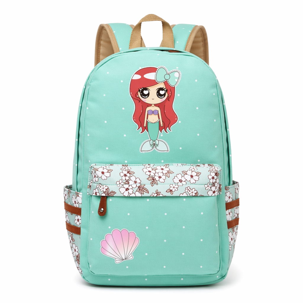 Kawaii Mermaid and Sea Creature Backpacks in Fun Designs Green 3