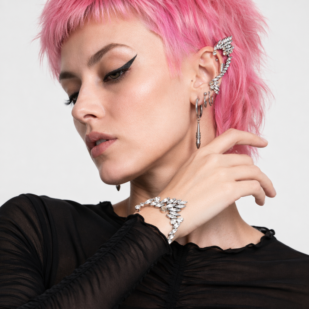 Diamond Rhinestone Elf Ear Clip-On Ear Cuff for Cosplay and Everyday Wear Default Title