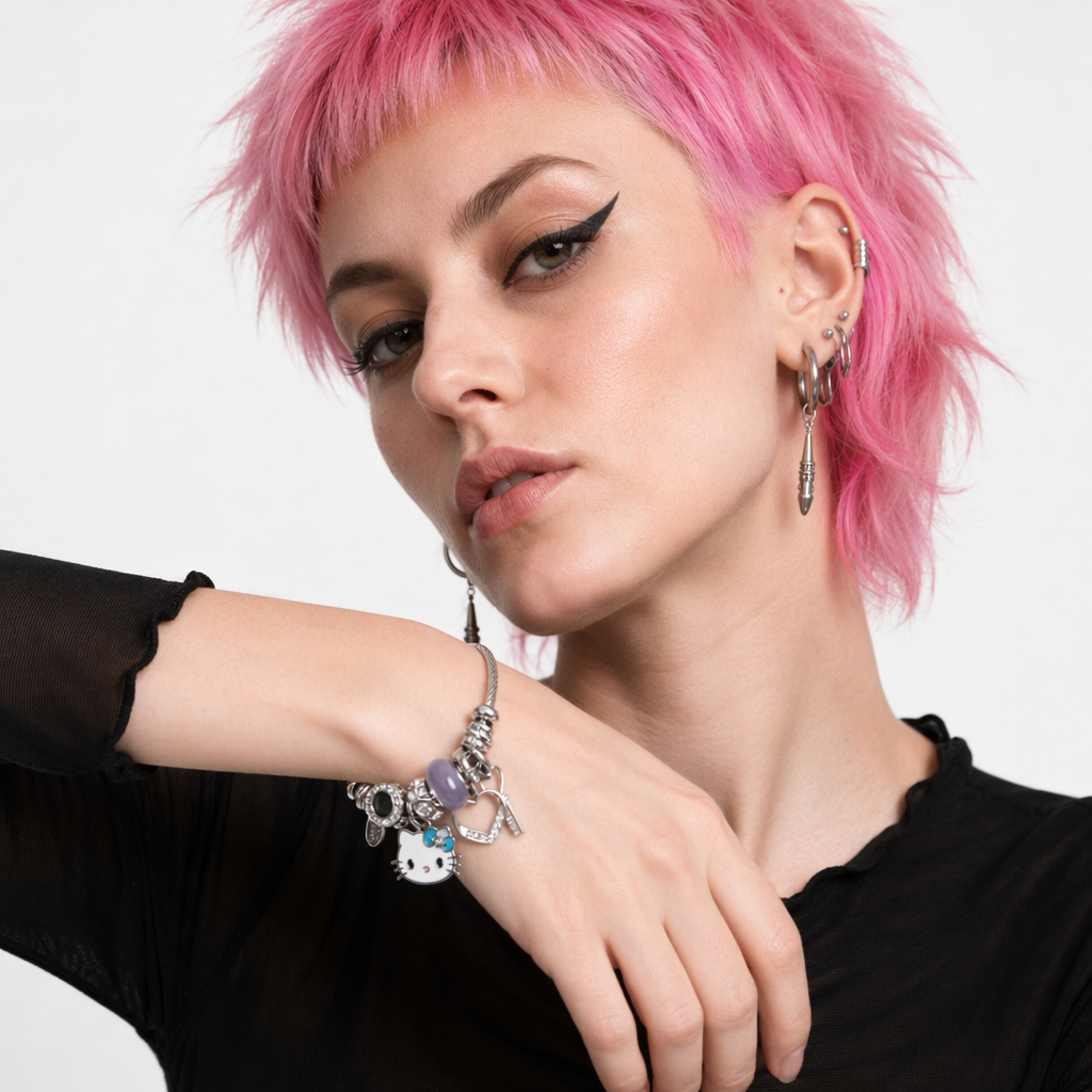 Kawaii Beaded Bracelets Inspired by Sanrio Characters Kitty Blue