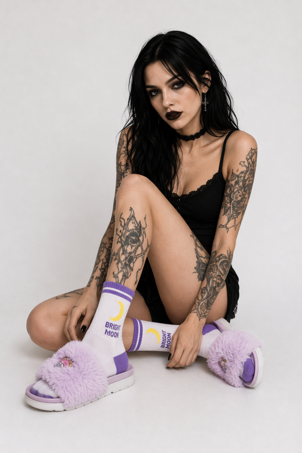 Cute Fairy Kei Moon Socks for Magical Girl Anime Aesthetic Yellow Moon