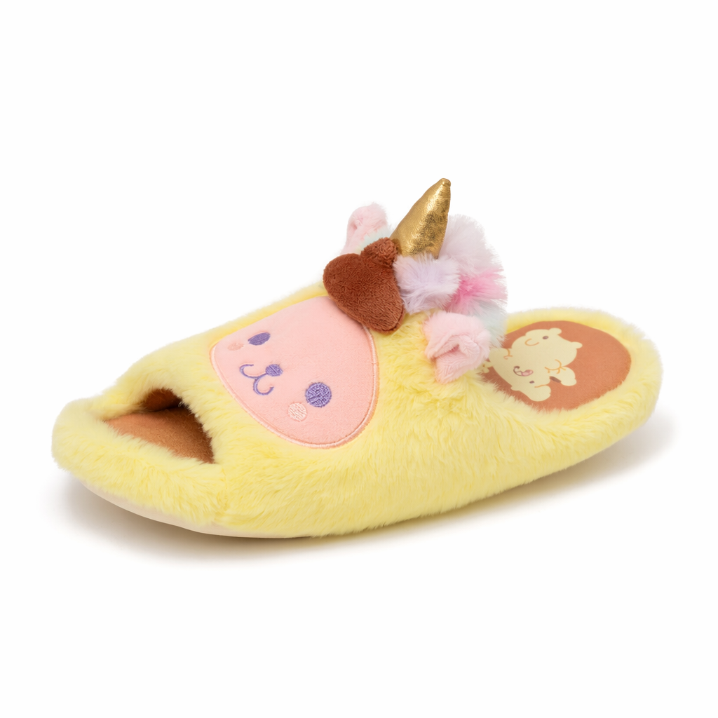 Kawaii Fluffy Sanrio Unicorn Character Slippers for Cozy Comfort Yellow Pompompurin