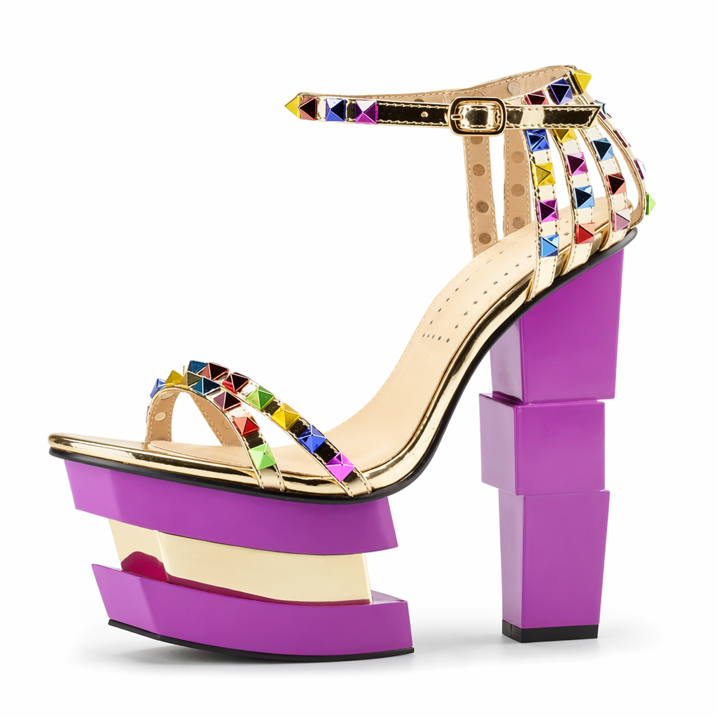 Luxury Geometric Platform Sandals with Jewel Embellishments 8