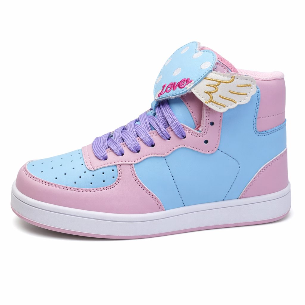 Pastel Harajuku High Top Sneakers with Winged Hearts 7