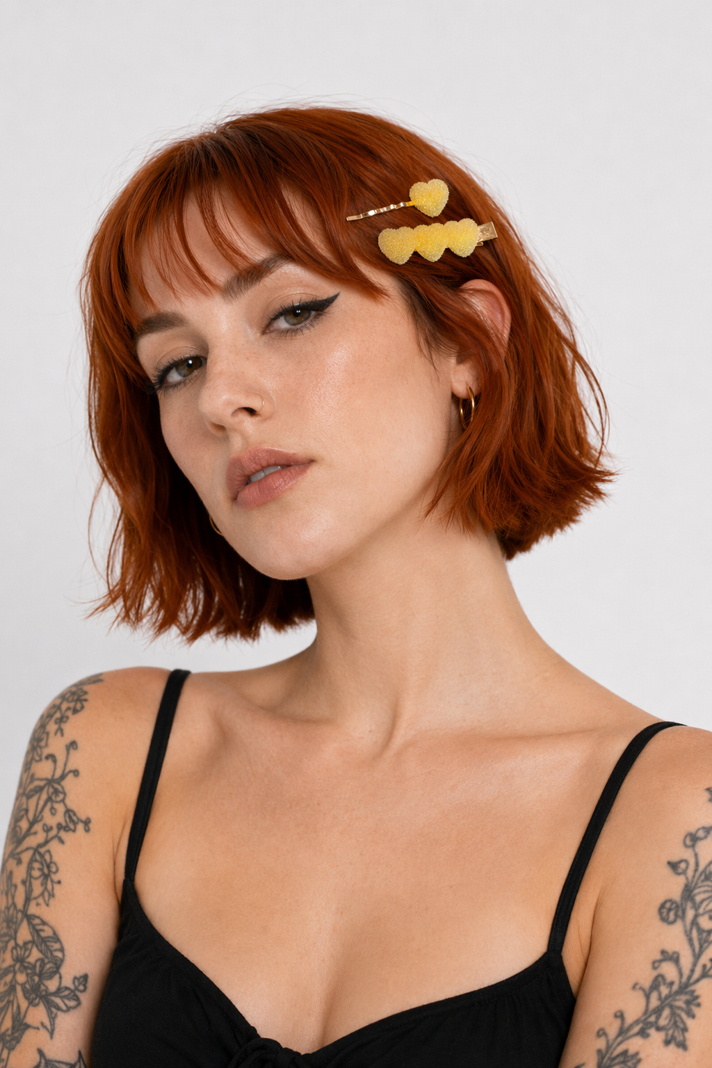 Handcrafted 3D Heart Shaped Sugar Candy Hair Clips Yellow