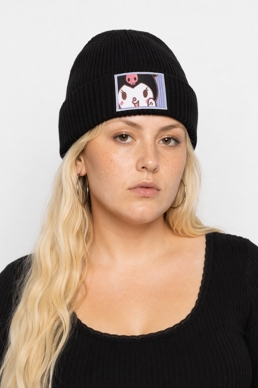 Sanrio Inspired Kawaii Embroidered Beanies for Cozy Warmth Kuromi