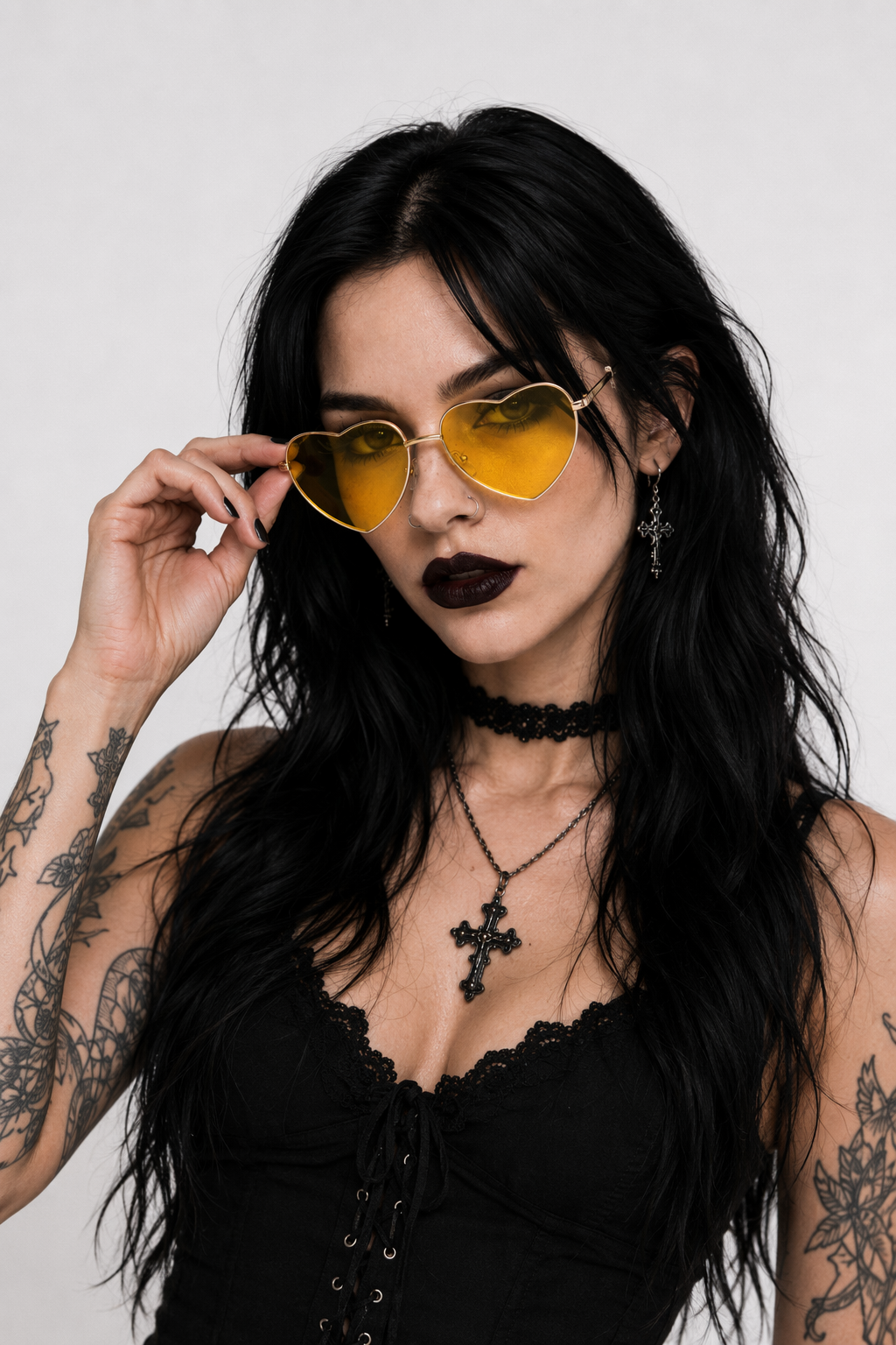 Chic Heart Shaped Aviator Sunglasses in Various Colors Yellow
