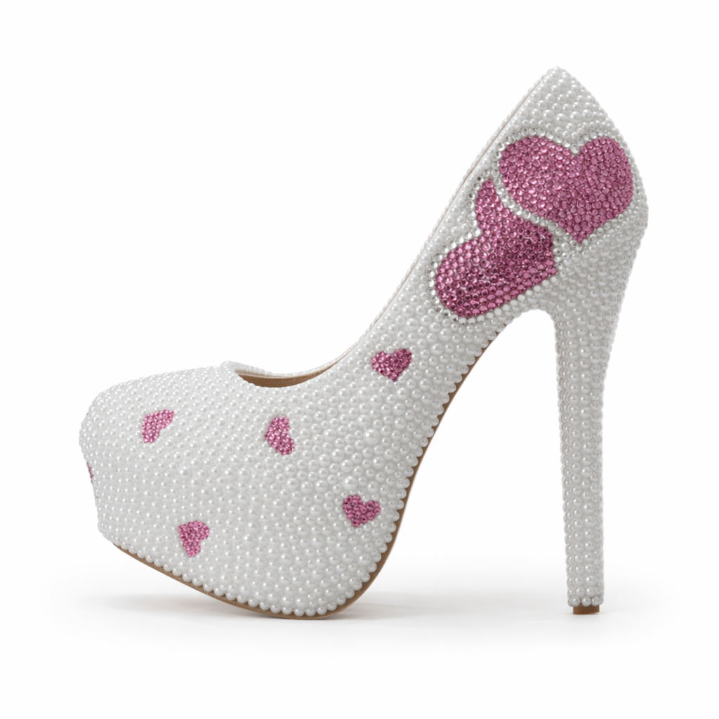 Luxury Handcrafted Pearl Embellished Platform Shoes for Kawaii Lolita Fashion 14cm heel