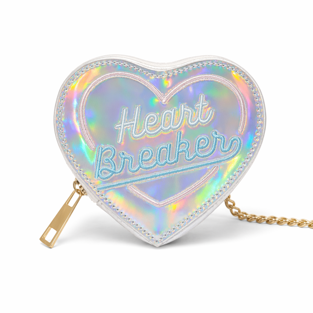 Adorable Heartbreaker Holographic Bag in Heart Shape Silver
