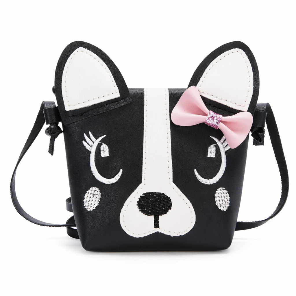 Adorable Vegan Leather Puppy Dog Handbags in Unique Colors Black