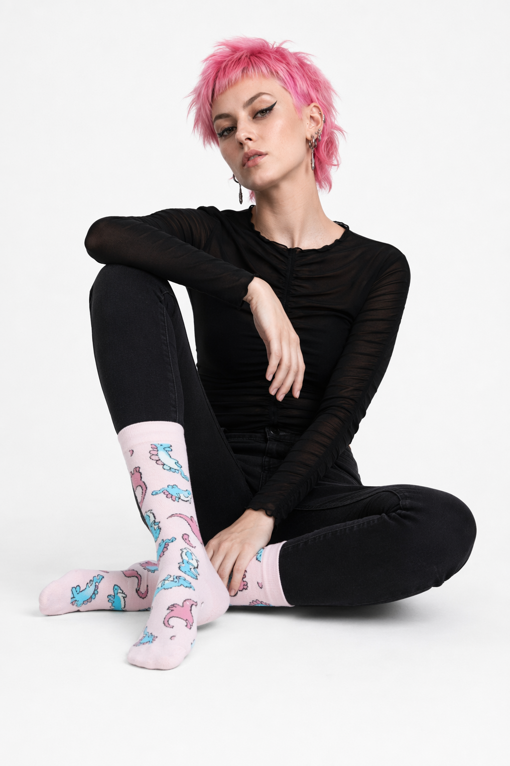 Pastel Dinosaur Socks for a Fun and Cute Fashion Statement Default Title