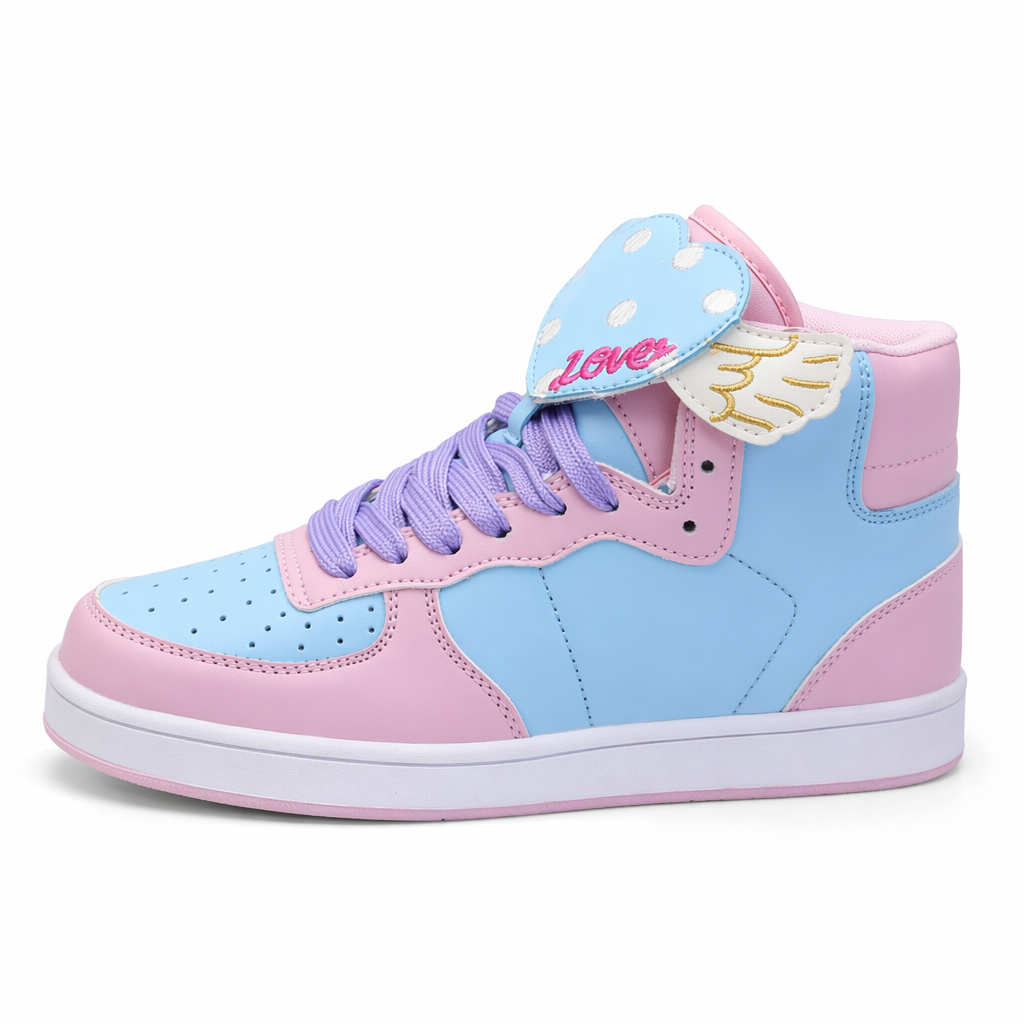 Pastel Harajuku High Top Sneakers with Winged Hearts 4