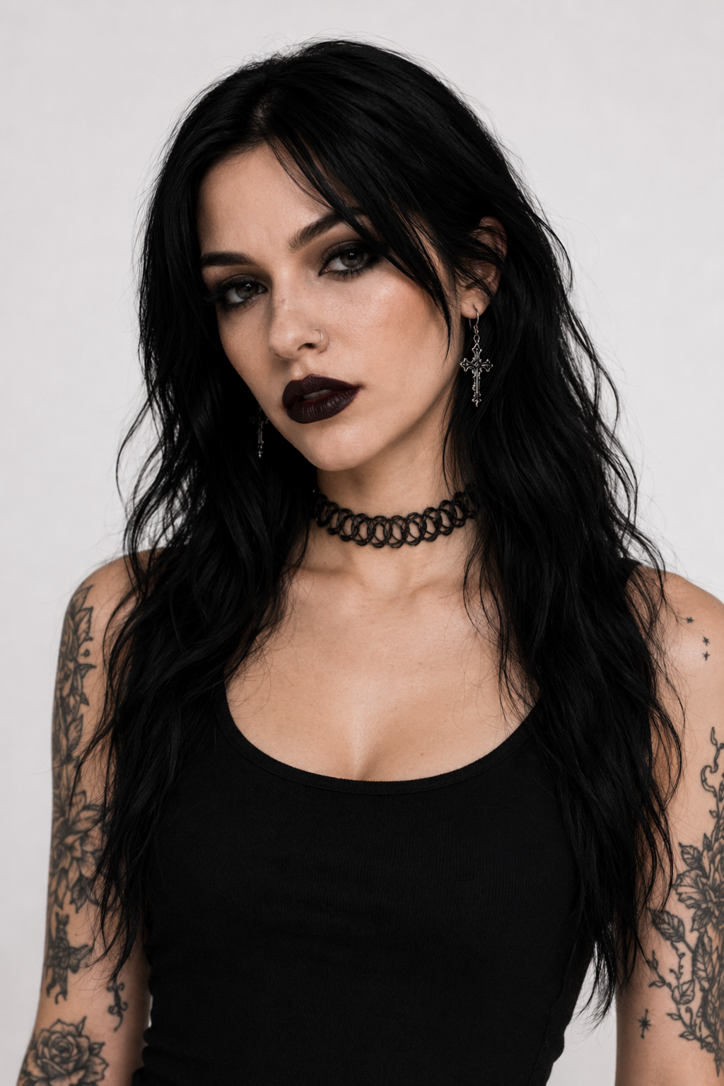 Classic 90s Inspired Choker Necklace in Various Colors Black