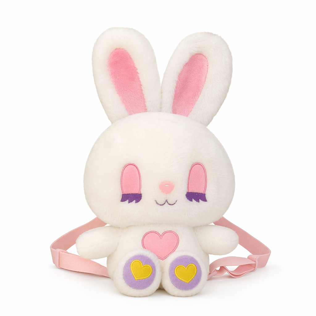 Heavenly Bunny Backpack in Velvety Soft Fabric for Cuddly Comfort White