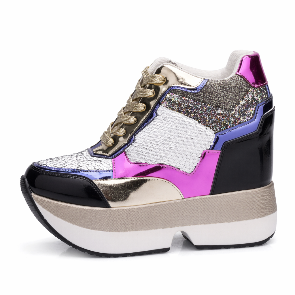 Kawaii Punk Rock Sequin Shoes Inspired by Harajuku Street Fashion Gold
