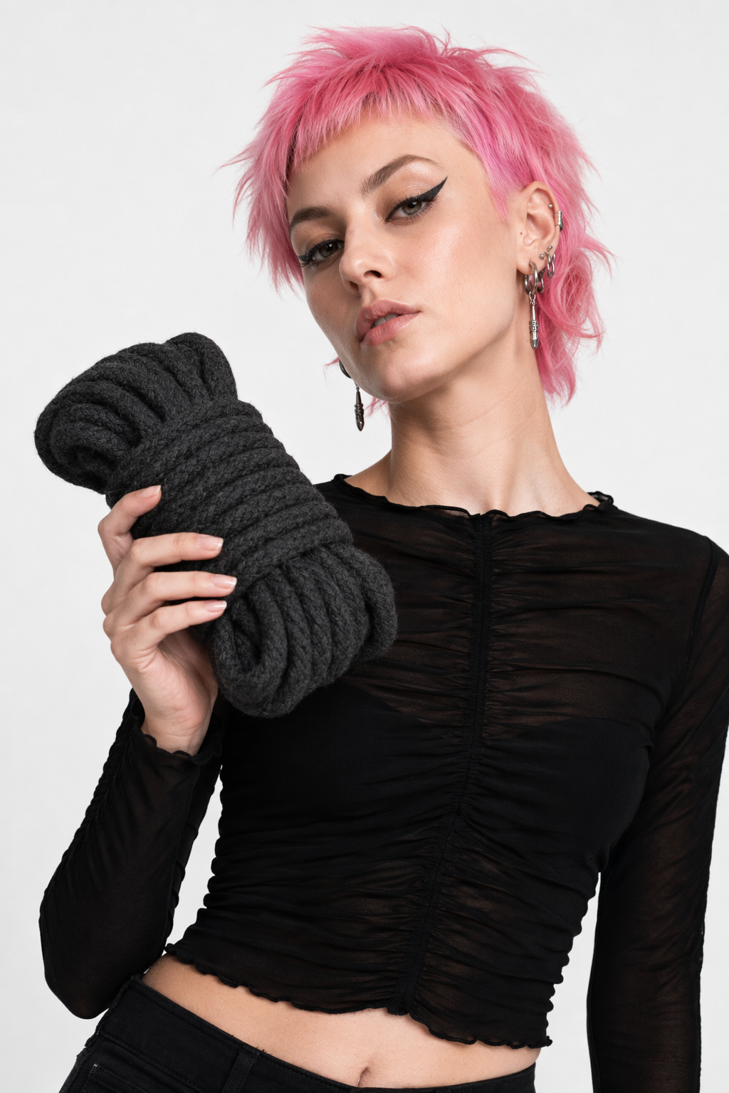 High-Quality Cotton Shibari Rope for Bondage Aesthetic Photoshoots 10m Black