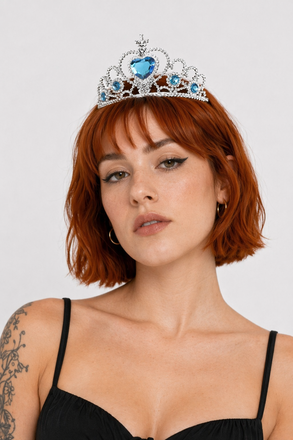 Rhinestone Embellished Gemstone Princess Tiara Blue