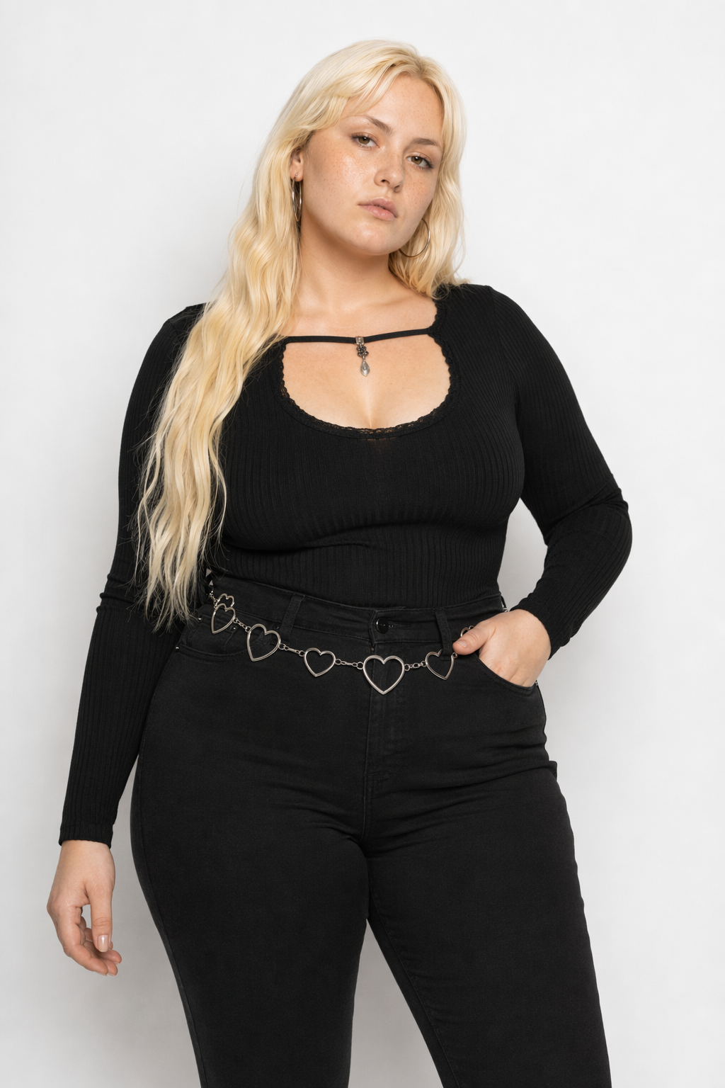Kawaii Chain Belt with Heart or Rhinestone Embellishments Heart Chain