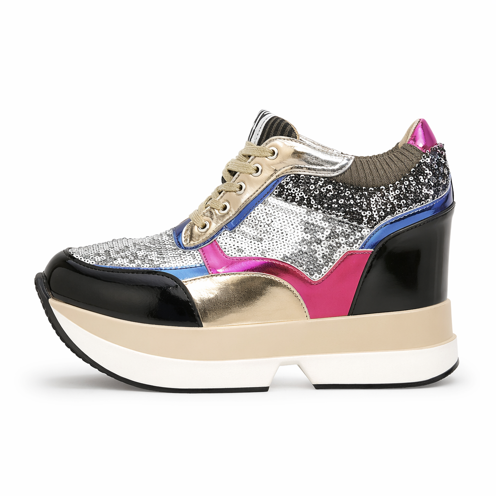 Kawaii Punk Rock Sequin Shoes Inspired by Harajuku Street Fashion Khaki