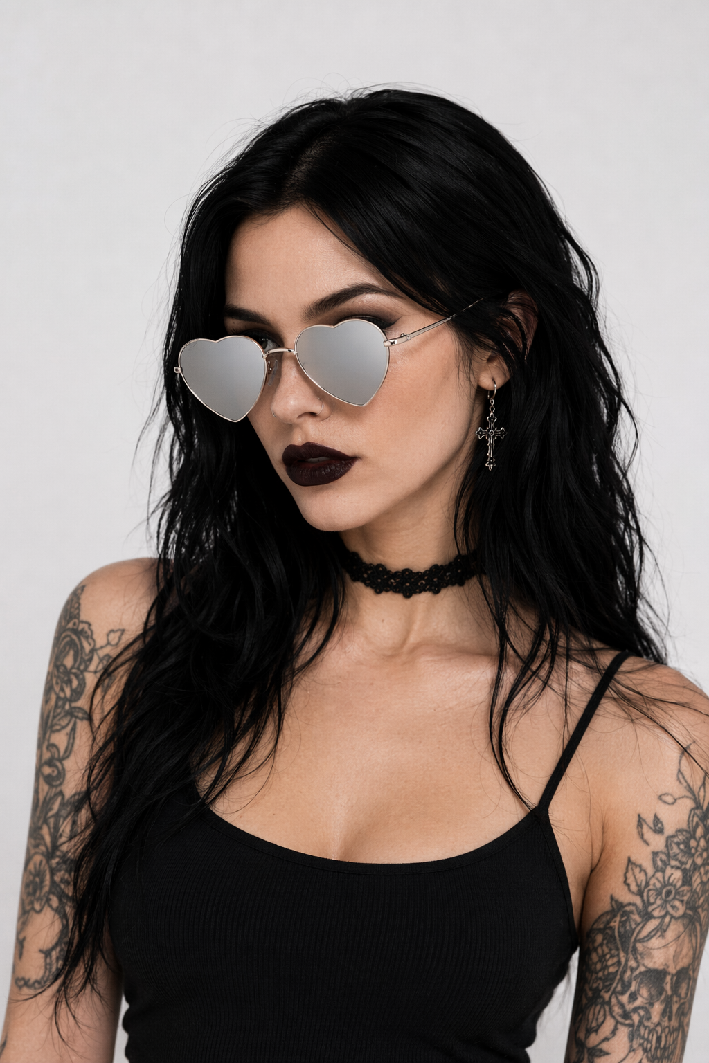 Chic Heart Shaped Aviator Sunglasses in Various Colors Silver