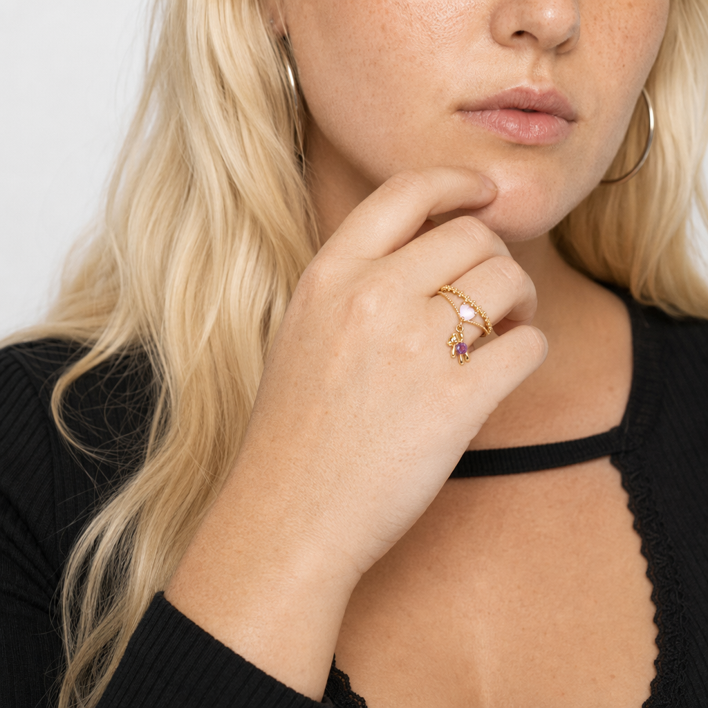 Kawaii Babydoll Rings for Whimsical Stacking and Playful Style Bear