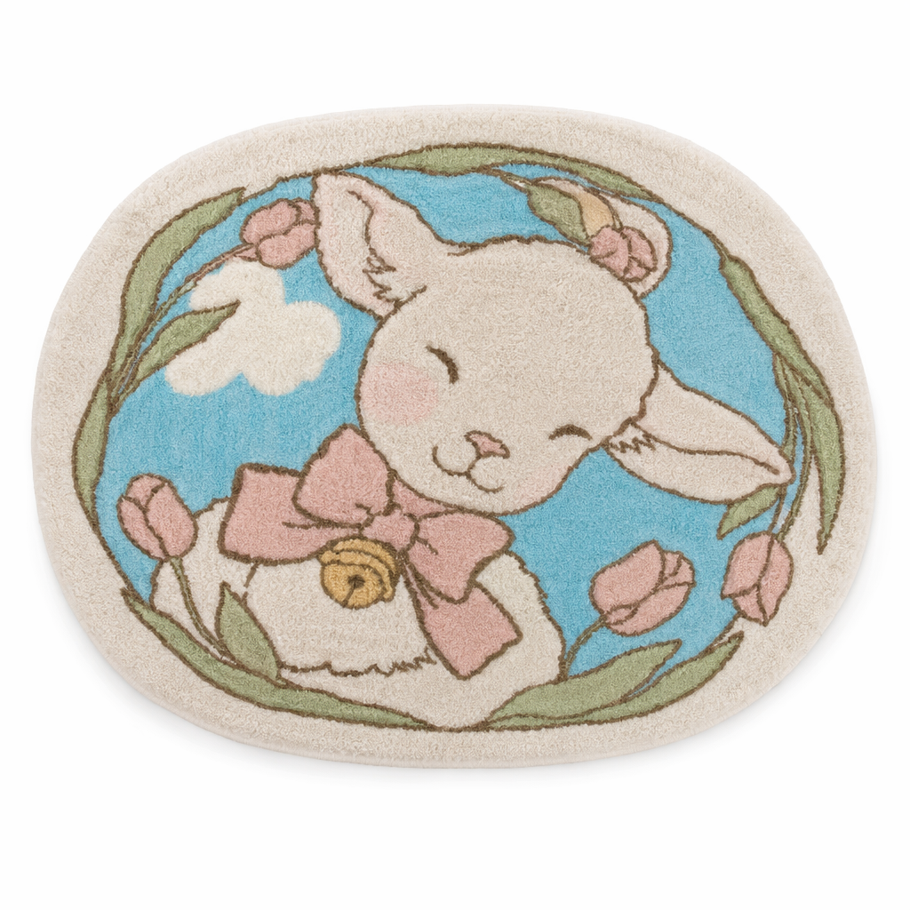 Vintage Lamb Floor Mat for Kawaii Bedrooms and Aesthetic Spaces 65x80cm