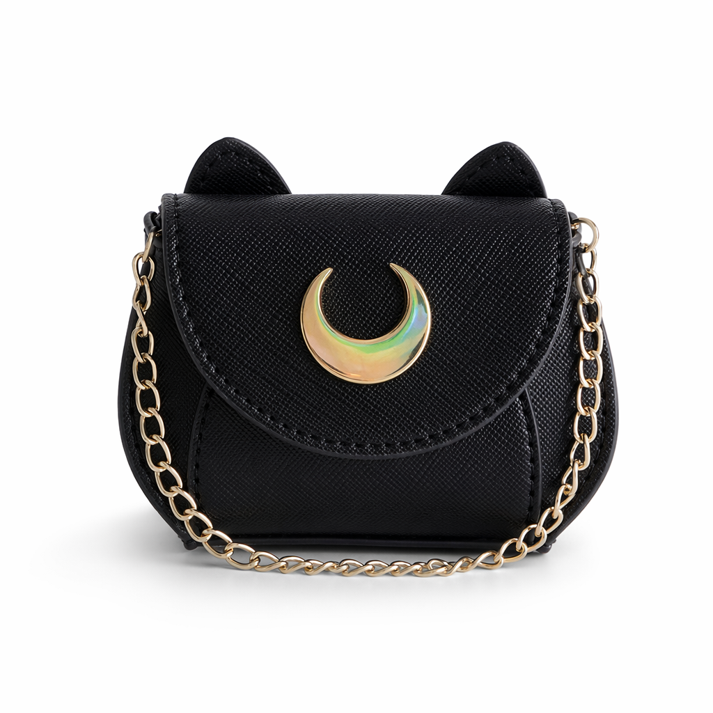 Stunning White Magical Girl Handbag with Cat Print Interior Black