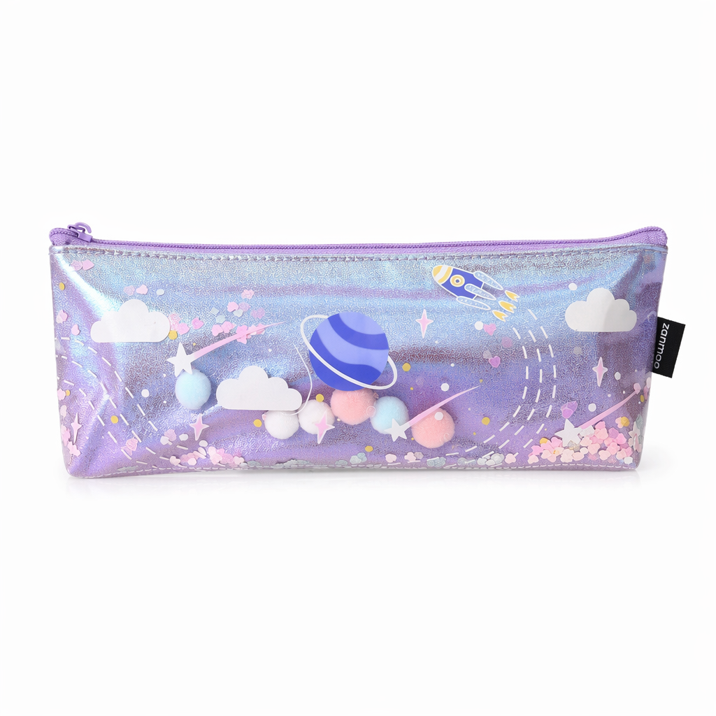 Milky Pastel Outer Space Pencil Cases for Galaxy Cosmetics Purple Planets