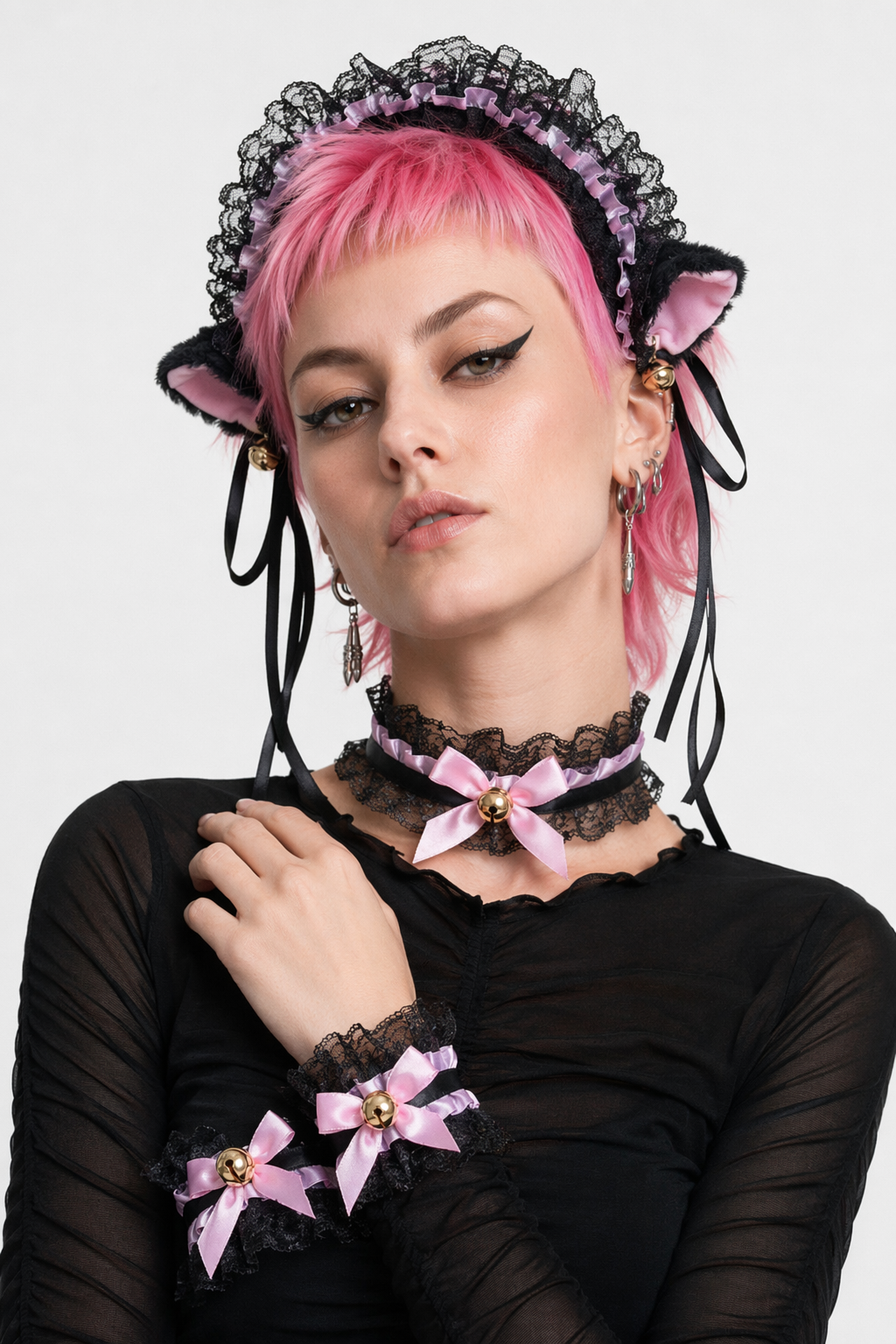 Neko Kitty Cat Complete Set with Headband, Collar, and Bracelets 8