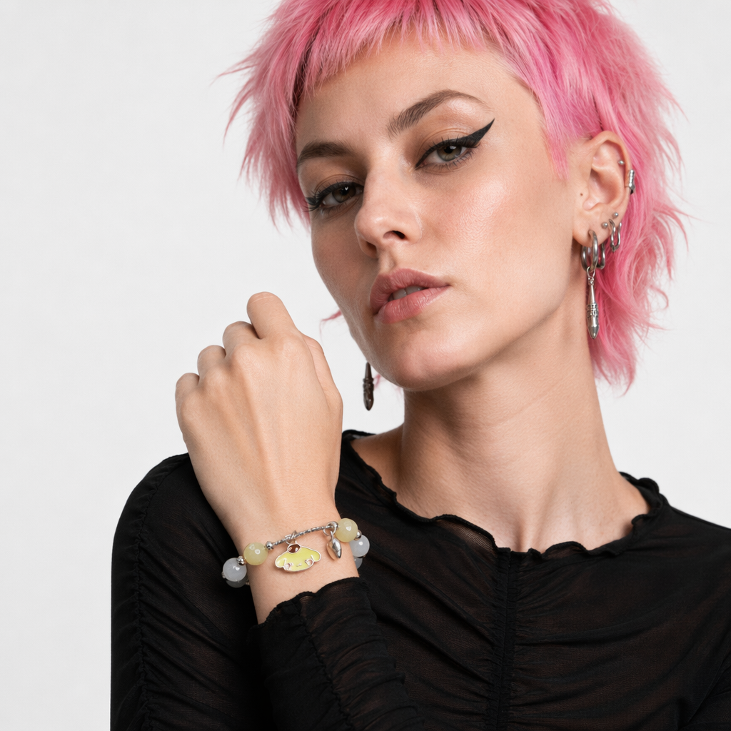 Kawaii Beaded Bracelets Inspired by Sanrio Characters Big Bead Pompom