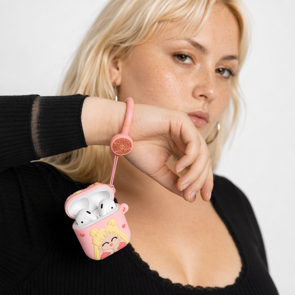 Magical Girl Airpod Case with Secure Closure and Ring Handle Instock Wand